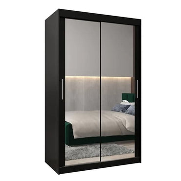 Tavira III Mirrored Wardrobe Sliding 2 Doors 120cm In Black