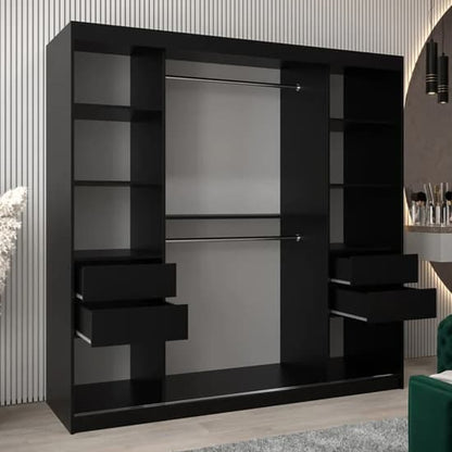 Tavira III Mirrored Wardrobe Sliding 2 Doors 200cm In Black