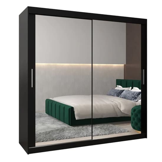 Tavira III Mirrored Wardrobe Sliding 2 Doors 200cm In Black