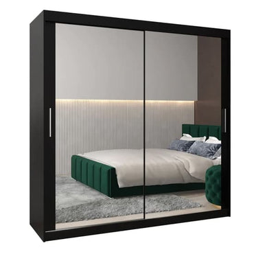 Tavira III Mirrored Wardrobe Sliding 2 Doors 200cm In Black