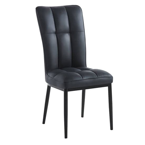 Tavira Black Faux Leather Dining Chairs With Black Legs In Pair