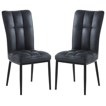 Tavira Black Faux Leather Dining Chairs With Black Legs In Pair