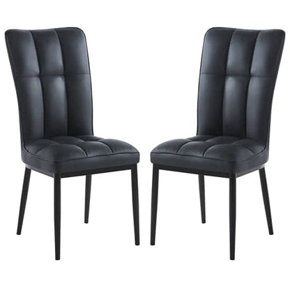 Tavira Black Faux Leather Dining Chairs With Black Legs In Pair