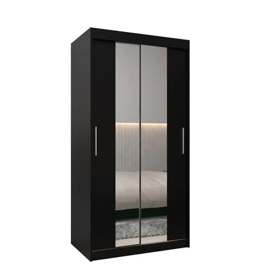 Tavira I Mirrored Wardrobe Sliding 2 Doors 100cm In Black