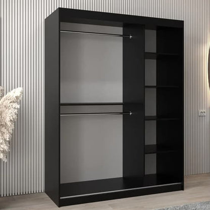 Black Mirrored Sliding Wardrobe with 2 Doors - 150cm Tavira I