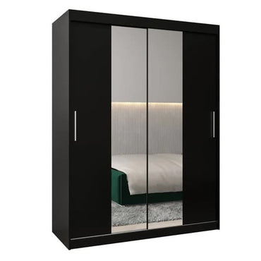 Tavira I Mirrored Wardrobe Sliding 2 Doors 150cm In Black