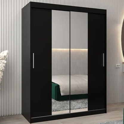 Black Mirrored Sliding Wardrobe with 2 Doors - 150cm Tavira I