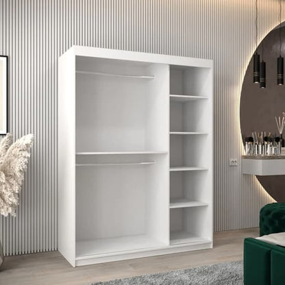 150cm White Mirrored Sliding Wardrobe with 2 Doors and Ample Storage