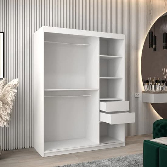 150cm White Mirrored Sliding Wardrobe with 2 Doors and Ample Storage