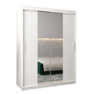 150cm White Mirrored Sliding Wardrobe with 2 Doors and Ample Storage