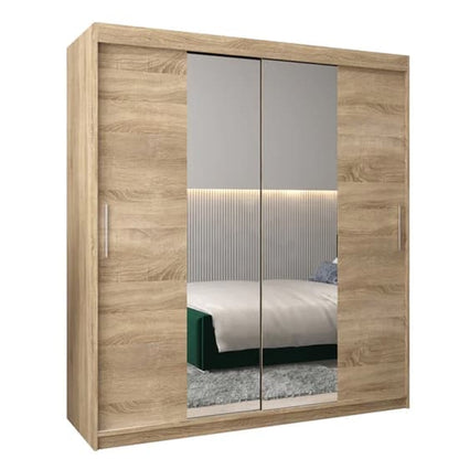 Tavira Mirrored Sliding Door Wardrobe | Sonoma Oak | Mirror | 2 Doors | 180cm