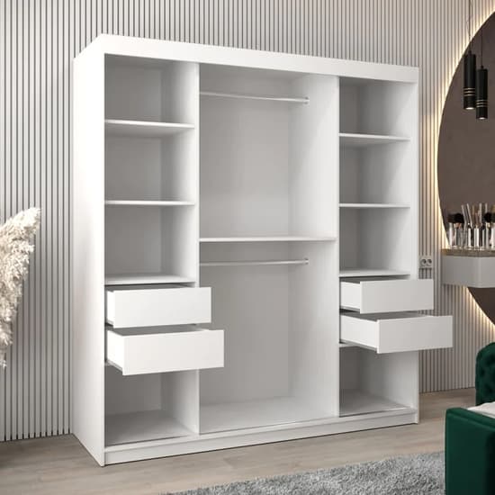 Tavira Mirrored Sliding Wardrobe | White | Mirror | 2 Doors | 180cm