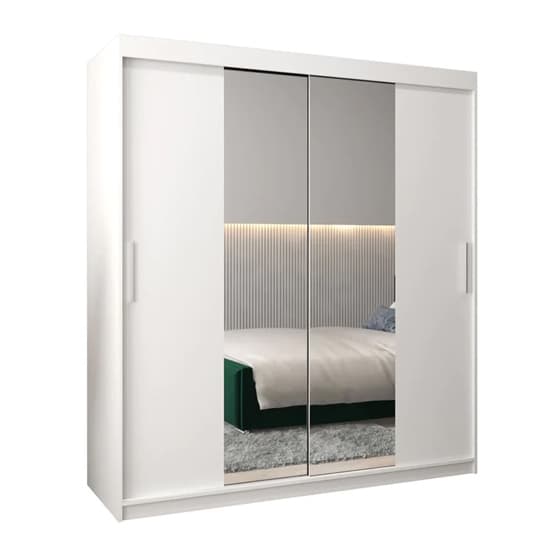 Tavira Mirrored Sliding Wardrobe | White | Mirror | 2 Doors | 180cm