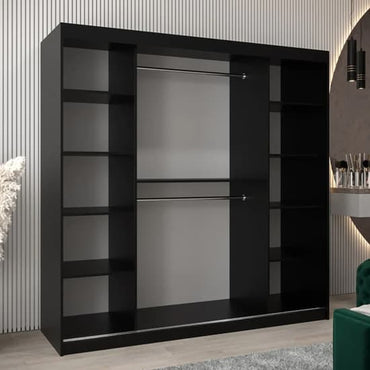 Tavira I Mirrored Wardrobe Sliding 2 Doors 200cm In Black