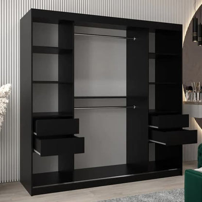 Tavira I Mirrored Wardrobe Sliding 2 Doors 200cm In Black