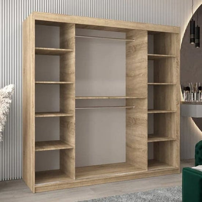 Sonoma Oak Mirrored Sliding Wardrobe | Oak | Mirror | 2 Doors | 200cm