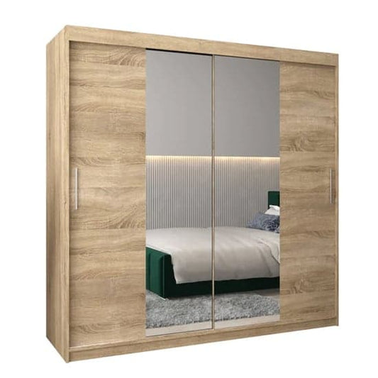 Sonoma Oak Mirrored Sliding Wardrobe | Oak | Mirror | 2 Doors | 200cm