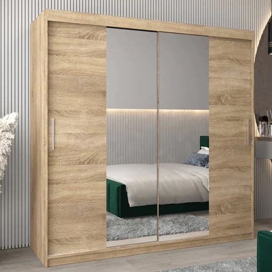 Sonoma Oak Mirrored Sliding Wardrobe | Oak | Mirror | 2 Doors | 200cm