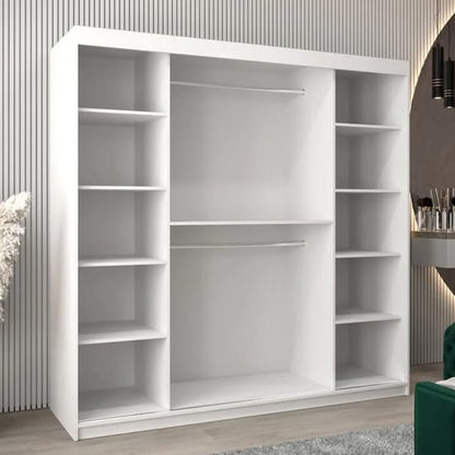 White 200cm Tavira I Mirrored Sliding Wardrobe | White | Mirror | 2 Doors | 200cm