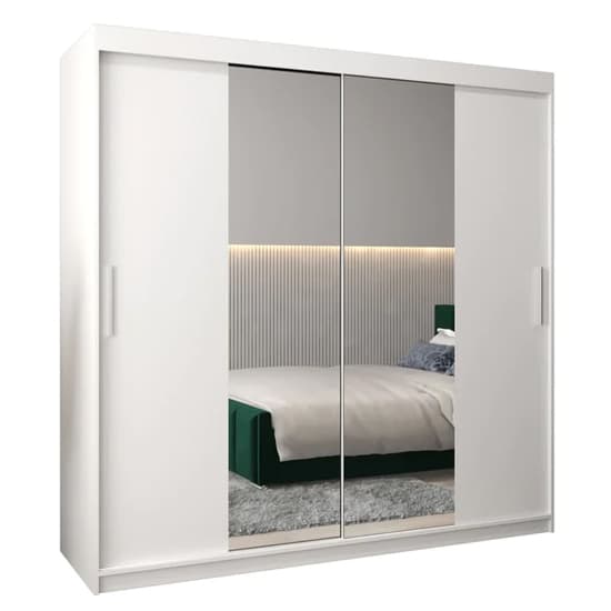 White 200cm Tavira I Mirrored Sliding Wardrobe | White | Mirror | 2 Doors | 200cm