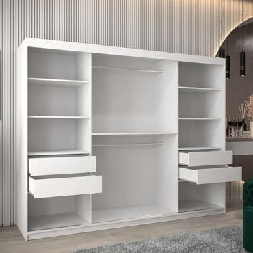 Tavira I Sliding Wardrobe | White | Mirror | 3 Doors | 250cm