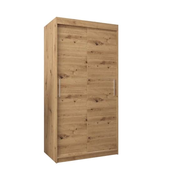 Tavira Wooden Wardrobe Sliding 2 Doors 100cm In Artisan Oak