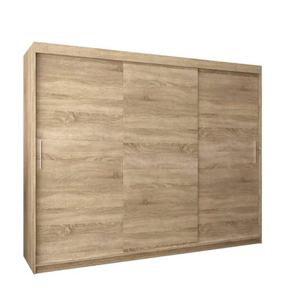 Tavira Wooden Wardrobe Sliding 3 Doors 250cm In Sonoma Oak