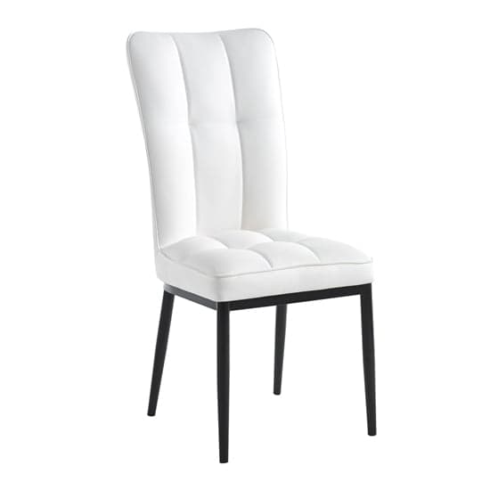 Tavira White Faux Leather Dining Chairs With Black Legs In Pair