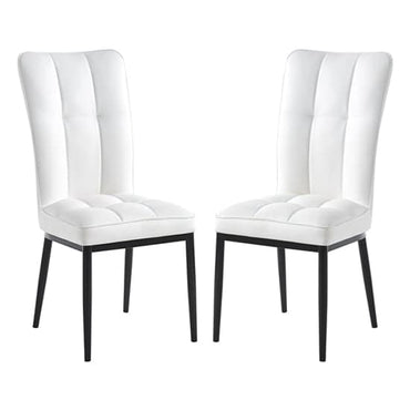 Tavira White Faux Leather Dining Chairs With Black Legs In Pair