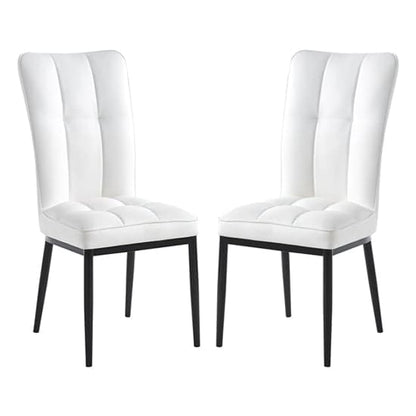 Tavira White Faux Leather Dining Chairs With Black Legs In Pair