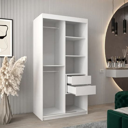 Tavira Wooden Wardrobe Sliding 2 Doors 100cm In White