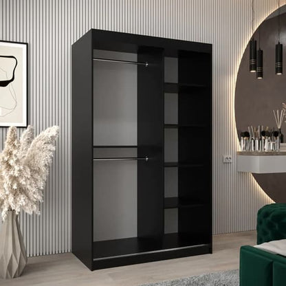 Tavira Wooden Wardrobe Sliding 2 Doors 120cm In Black