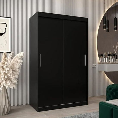 Tavira Wooden Wardrobe Sliding 2 Doors 120cm In Black