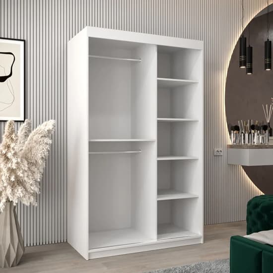 Tavira Wooden Wardrobe Sliding 2 Doors 120cm In White