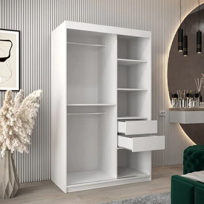 Tavira Wooden Wardrobe Sliding 2 Doors 120cm In White