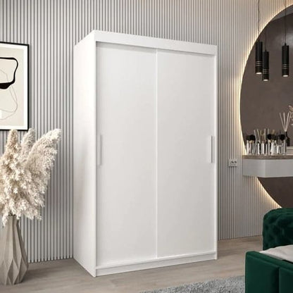 Tavira Wooden Wardrobe Sliding 2 Doors 120cm In White