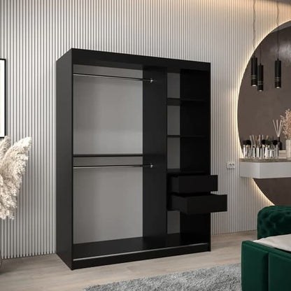 Tavira Wooden Wardrobe Sliding 2 Doors 150cm In Black