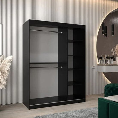 Tavira Wooden Wardrobe Sliding 2 Doors 150cm In Black