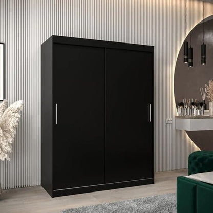 Tavira Wooden Wardrobe Sliding 2 Doors 150cm In Black