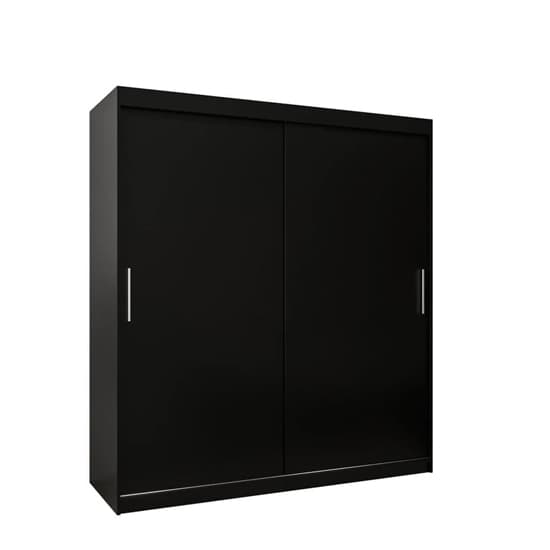 Tavira Wooden Wardrobe Sliding 2 Doors 180cm In Black