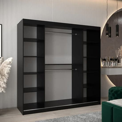 Tavira Wooden Wardrobe Sliding 2 Doors 200cm In Black