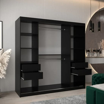 Tavira Wooden Wardrobe Sliding 2 Doors 200cm In Black