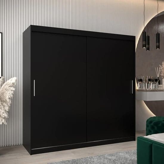 Tavira Wooden Wardrobe Sliding 2 Doors 200cm In Black