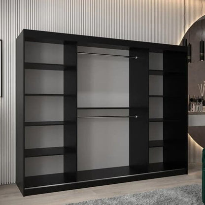 Tavira Wooden Wardrobe Sliding 3 Doors 250cm In Black