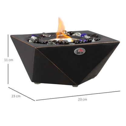 HOMCOM ortable Tabletop Fireplace, Concrete Bioethanol Fireplace with 0.4L Tank, Burns up with Liquid Alcohol and Solid Alcohol, Black