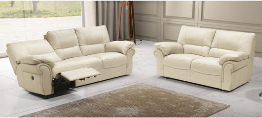 Tequila Cream Semi-Aniline Leather Electric Recliner Sofa Set with 10-Year Warranty - 3 + 2 Seater Available in Various Colors