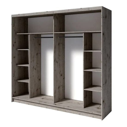 Wellington Oak Mirrored Sliding Door Wardrobe with Ample Storage