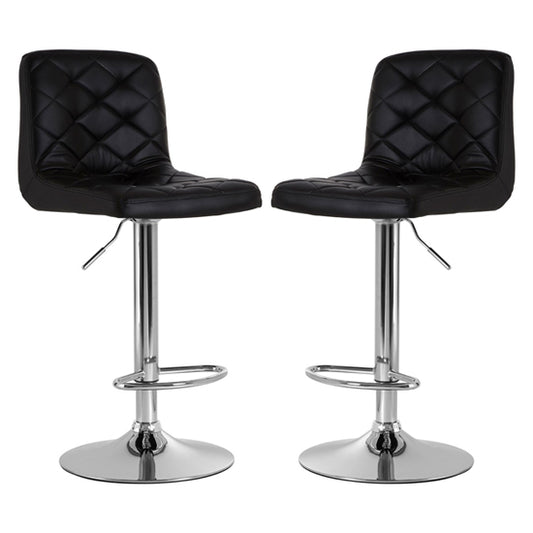 Terot Black Faux Leather Bar Chairs With Chrome Base In A Pair