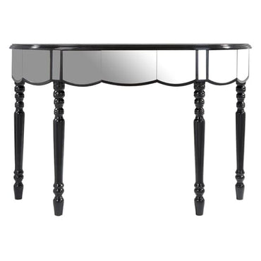 Tiffani Mirrored Glass Console Table In Silver And Black