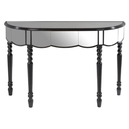 Tiffani Mirrored Glass Console Table In Silver And Black